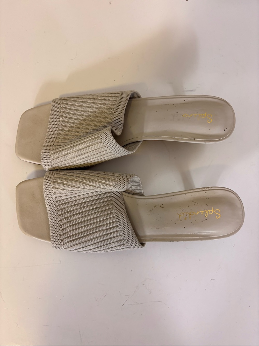 Splendid Cream Knit Square Toe Low Heel Slide Mules 8.5